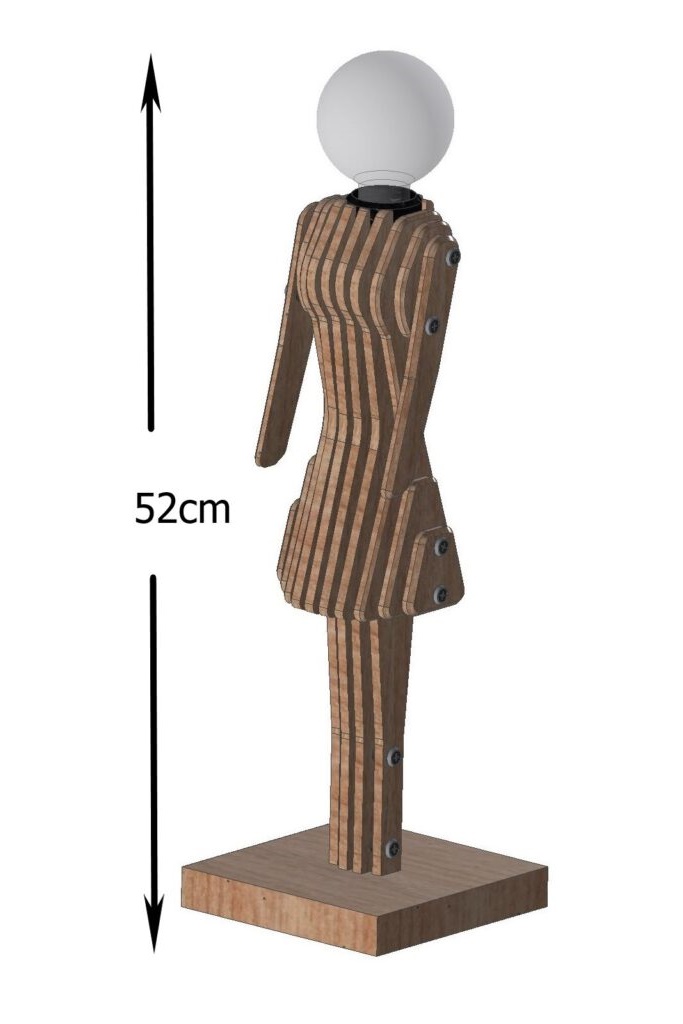 Frida Größe Frida neben Maßstab in Höhe von 52 cm