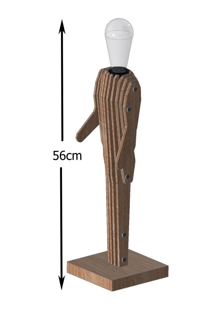 Fritz Größe Leuchte Fritz neben Maßstab 56 cm